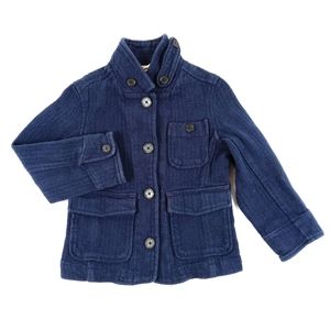 Lands' End Kids Blue Cotton Herringbone Military Style Utility Jacket Unisex 4
